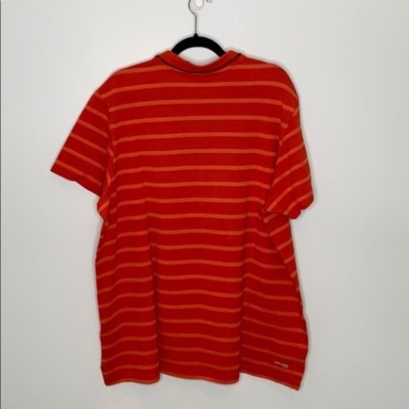 Adidas Climate Men Orange Collared Short Sleeve Striped Polo Shirt Size XXL - Picture 4 of 12